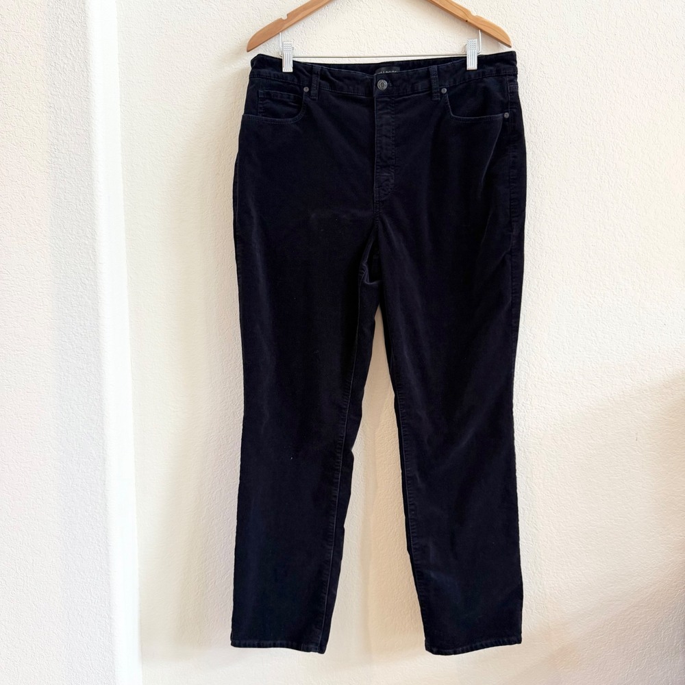 Talbots Womens 16 Curvy Corduroy Straight Leg Pants Navy Blue Cotton Stretchā